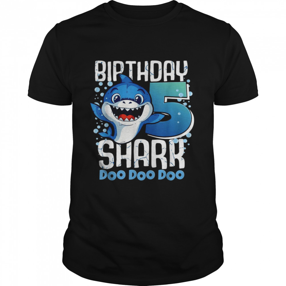 Birthday Shark 5th Birthday Boy Shark 5 Years Shark  Classic Men's T-shirt