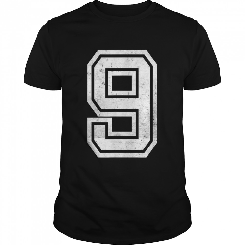Number #9 Sports Jersey Lucky No Birthday Age Vintage Shirt
