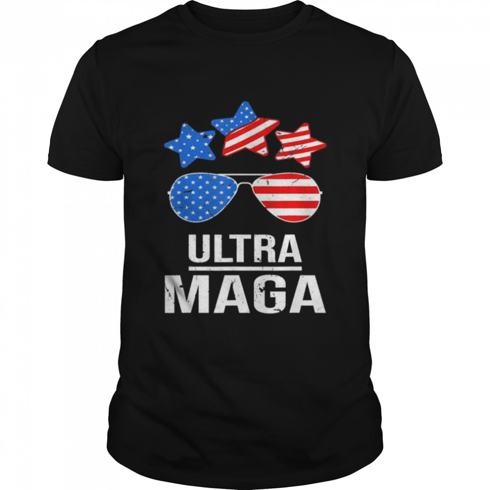 Ultra Maga Us Flag Sunglasses Ultra-Maga Vintage Retro  Classic Men's T-shirt