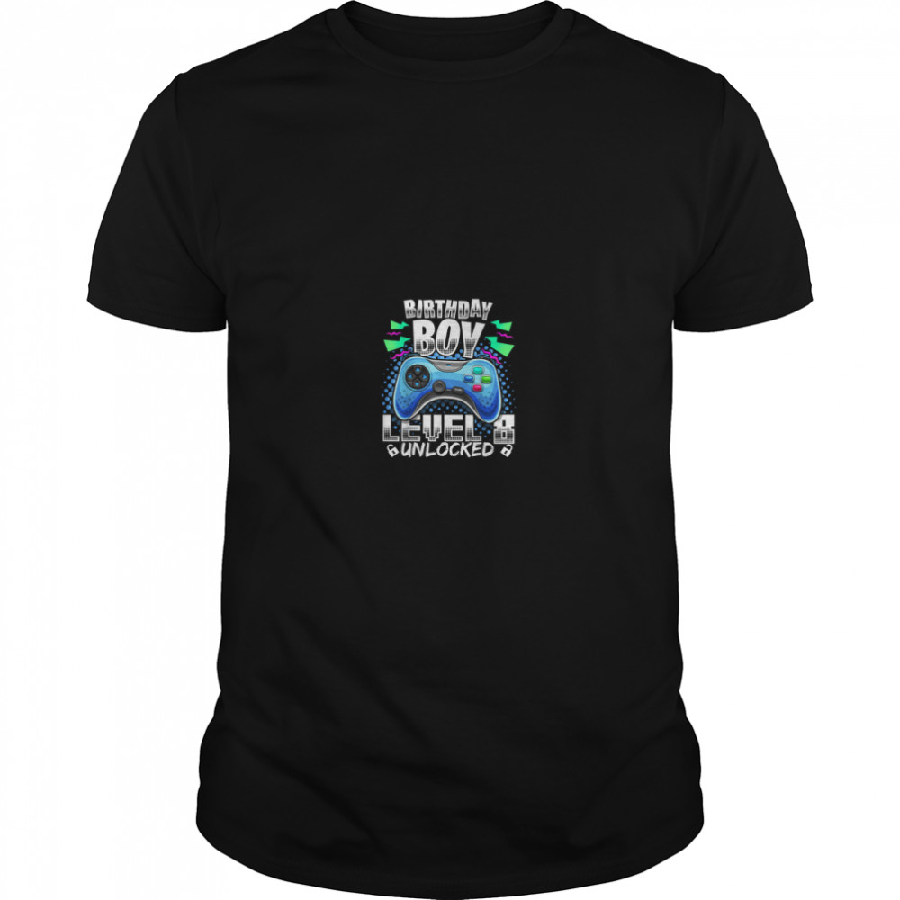 Level 8 Unlocked Video Game 8th Birthday Gamer Gift Boys T- Classic Men's T-shirt