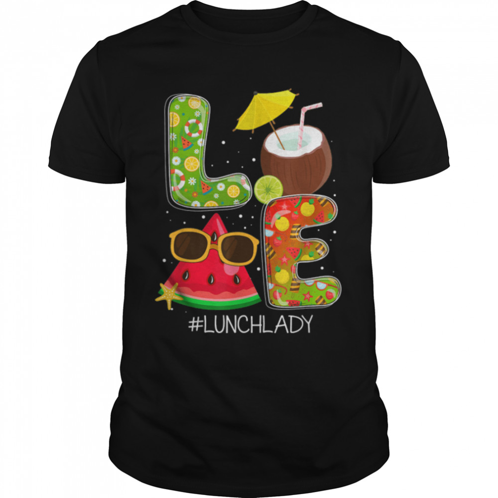 LOVE Lunch Lady Off Duty Summer Vibes Beach Sunset T-Shirt B0B1PRR7WH