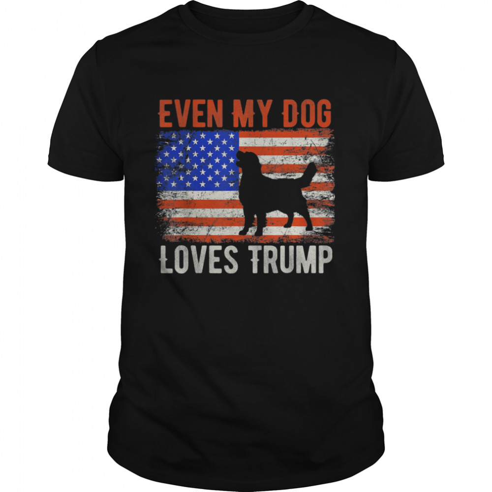 Even My Dog Loves Trump American Flag Vintage  Classic Men's T-shirt