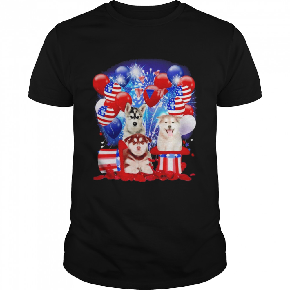 Alaskan Malamute Balloons Fireworks  Classic Men's T-shirt
