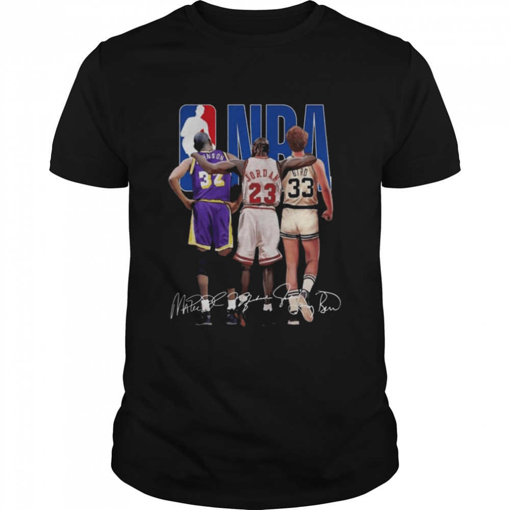 NBA Johnson and Jordan and Bird Signautres  Classic Men's T-shirt