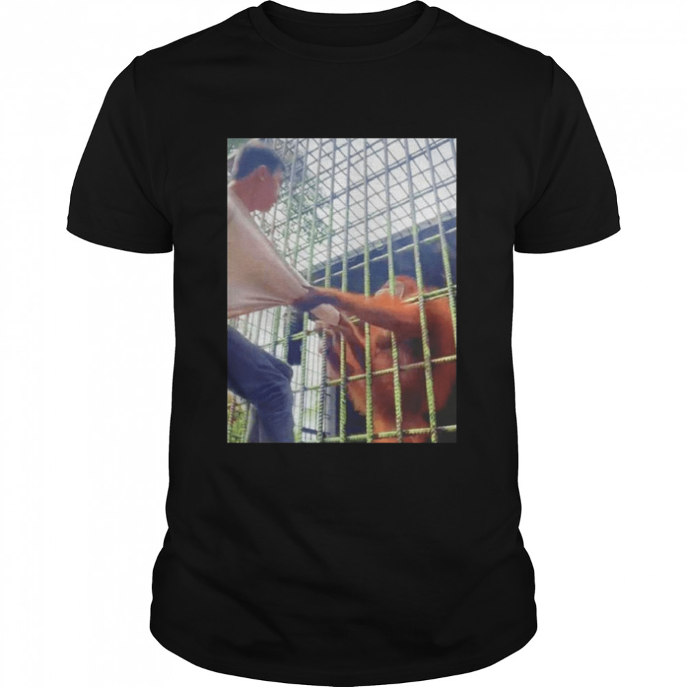 Orangutan Attacking Man Through Cage At Zoo shirt Classic Men's T-shirt