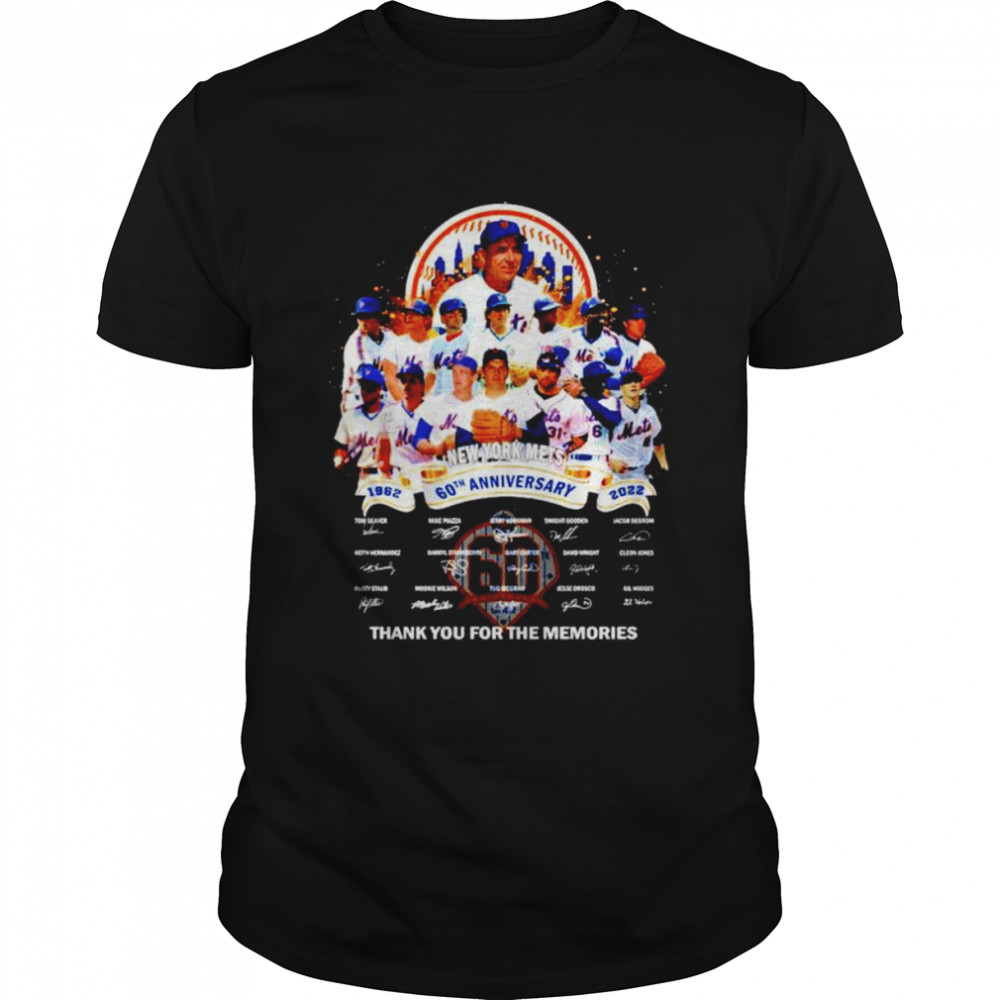 New York Mets 60th anniversary 1962 2022 thank you for the memories signatures unisex T-shirt