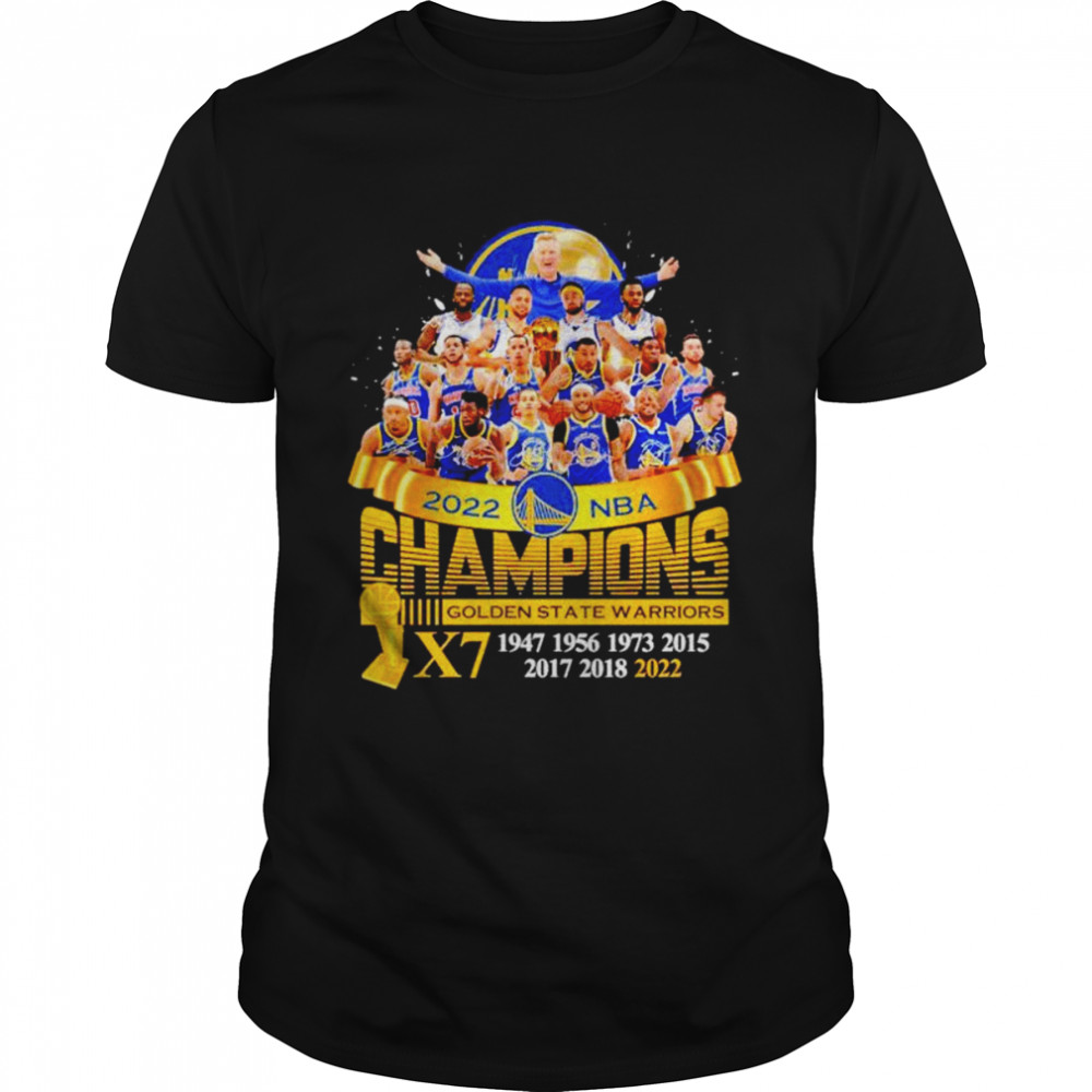 Golden State Warriors 2022 NBA Champions 7X 1947-2022 signatures shirt