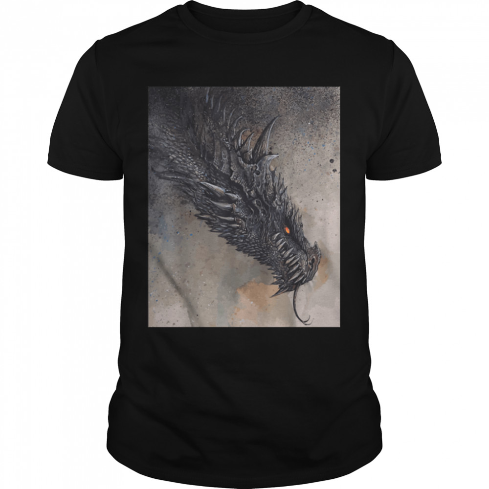 Black Chinese Firedrake Dragon Print Art Wear T-Shirt B0B1J7SR4W