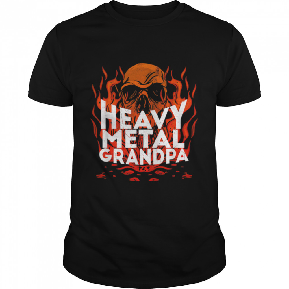 Brutal Heavy Metal Crew Heavy Metal Grandpa Skull On Flames T-Shirt B09LFD63TQ