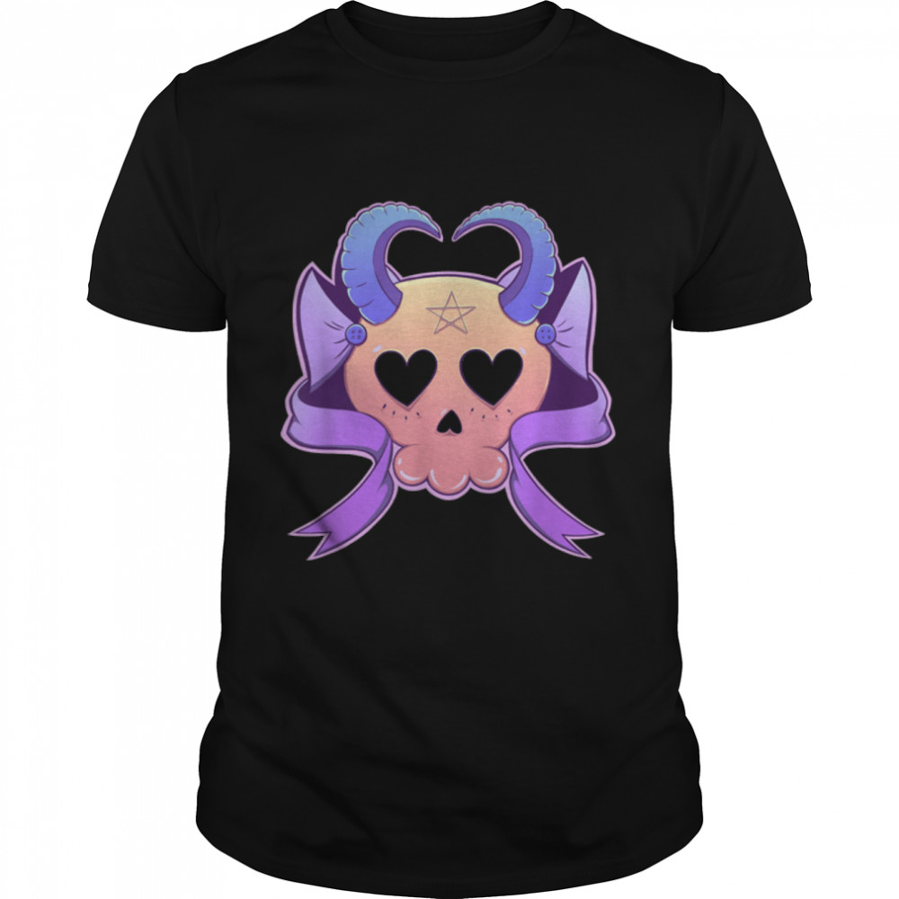Cute Baphomet Skull Pastel Goth Pentagram Emo Punk Gothic T-Shirt B0B1VH4BHG