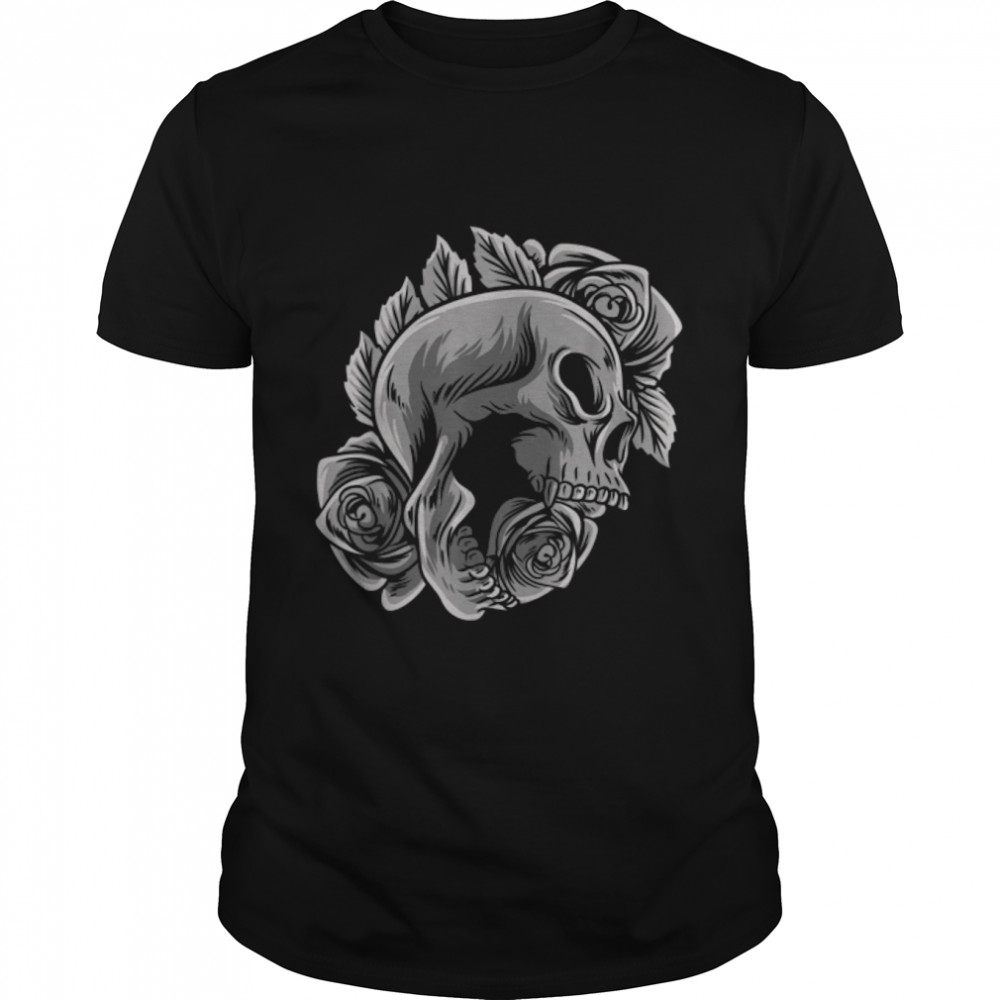 Dark Gothic Skull with Flowers Tattoo Style Grunge Emo Punk T- B0B358B753 Classic Men's T-shirt