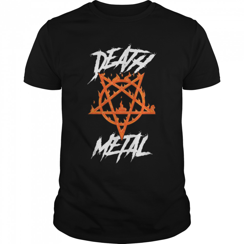 Death Metal Gothic Satan Burning Pentagram T-Shirt B09R28Q8JK