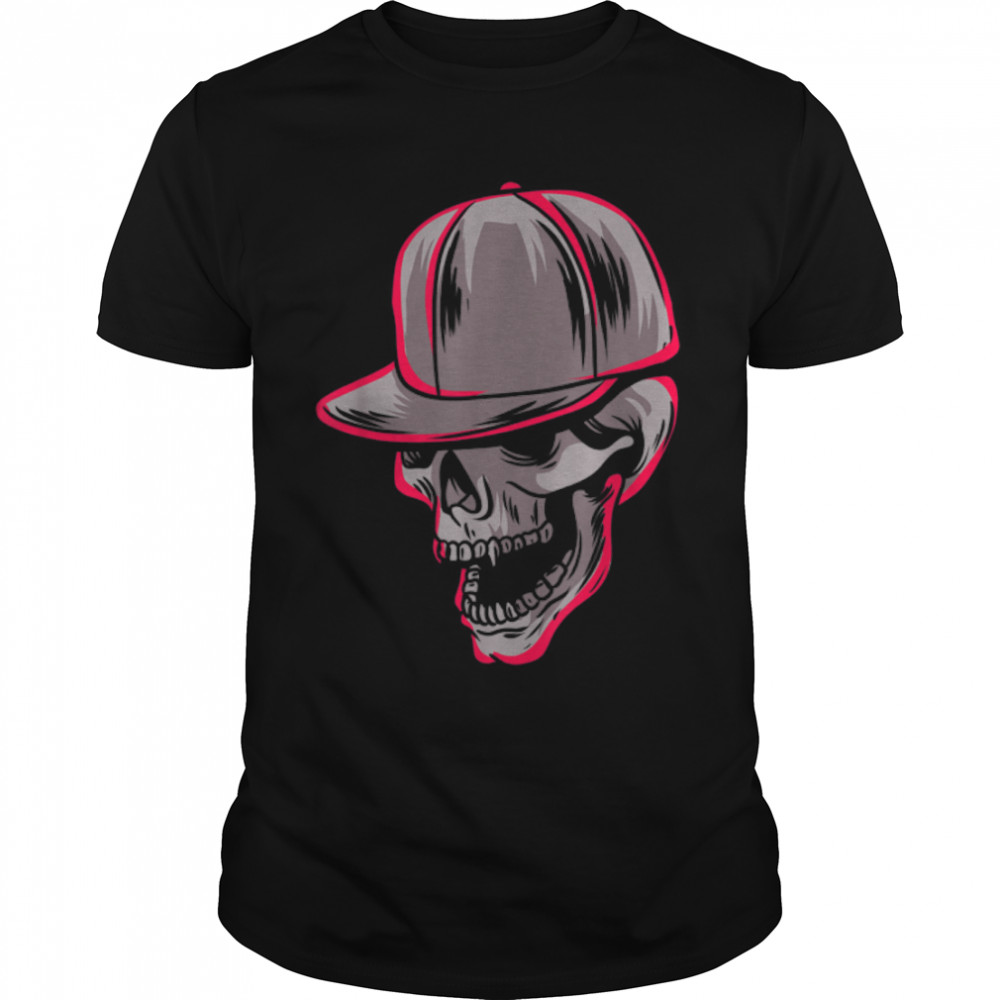 Gothic Skull Head Wearing Cap Tattoo Style Gothic Emo Punk T-Shirt B0B35C6DKT