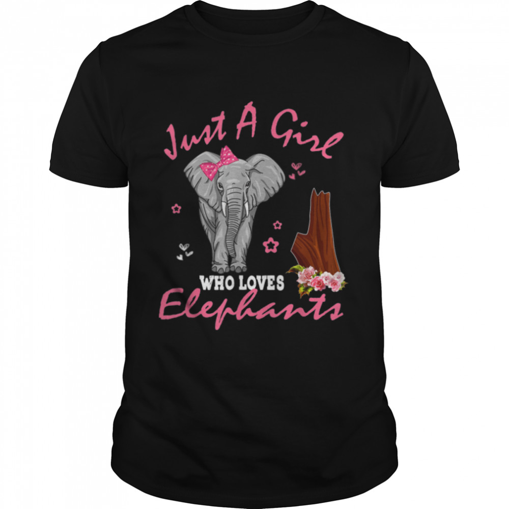 Just A Girl Who Loves Elephants Floral Elephant Bow Tie Kids T-Shirt B0B4K198Z1