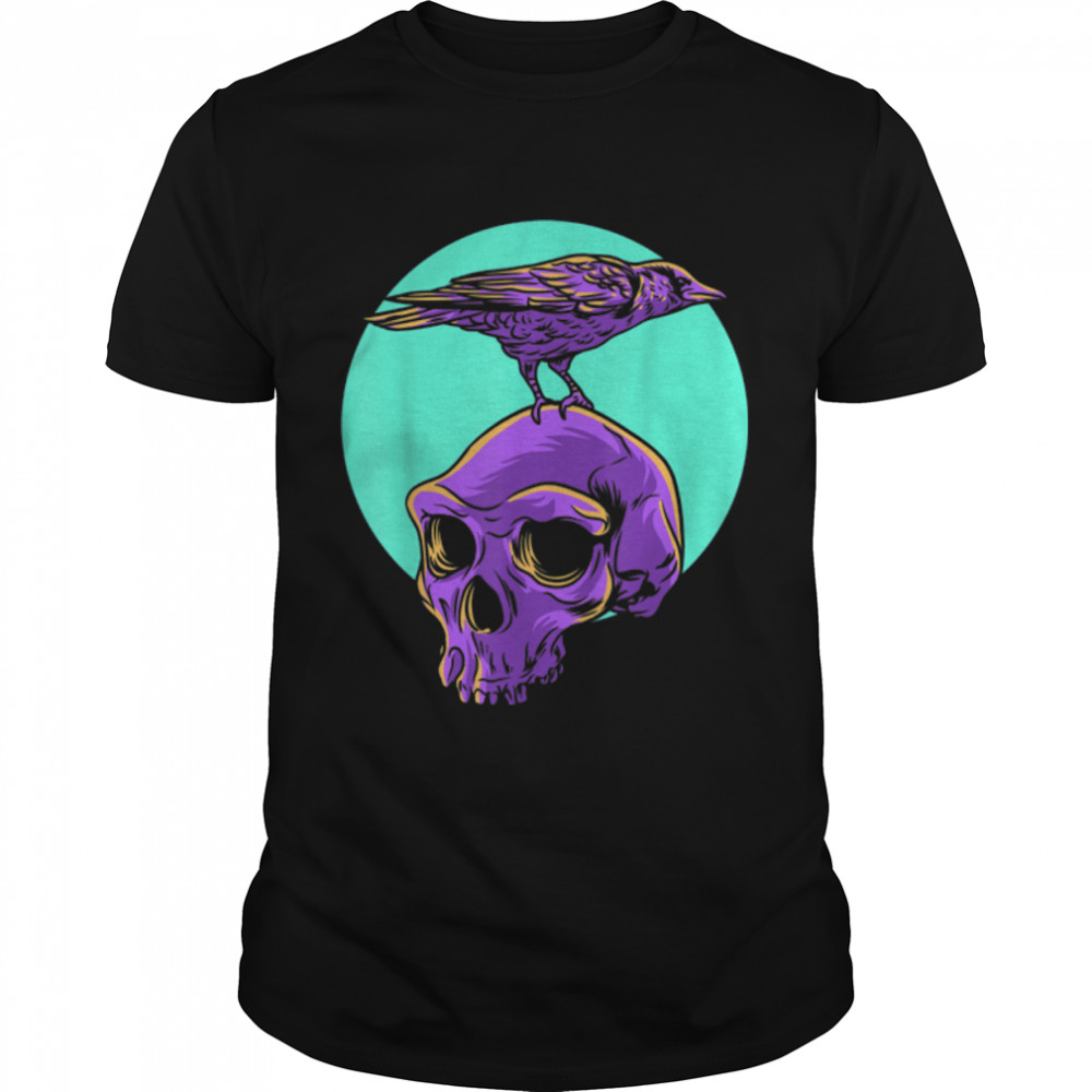Pastel Goth Raven Crow Skull Emo Punk Gothic Bird Lover T-Shirt B0B33HKF5D