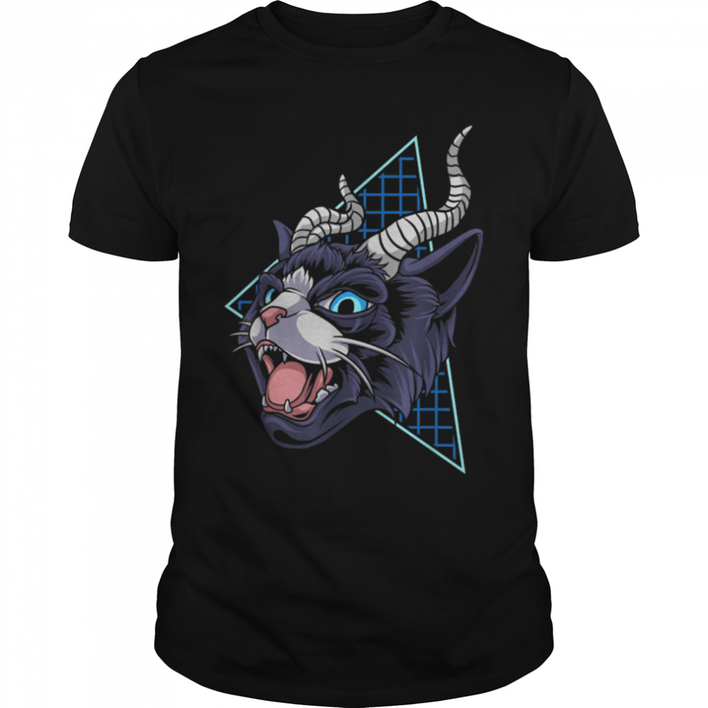 Rad Devil Cat Pagan Kitten Baphomet Satanic Emo Punk Gothic T-Shirt B09ZJTZ2JS