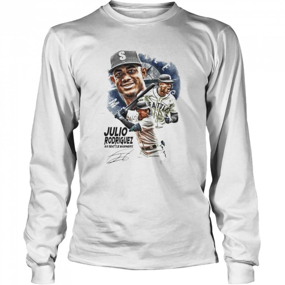 Julio rodriguez seattle mariners baseball 44 seattle mariners signature shirt Long Sleeved T-shirt