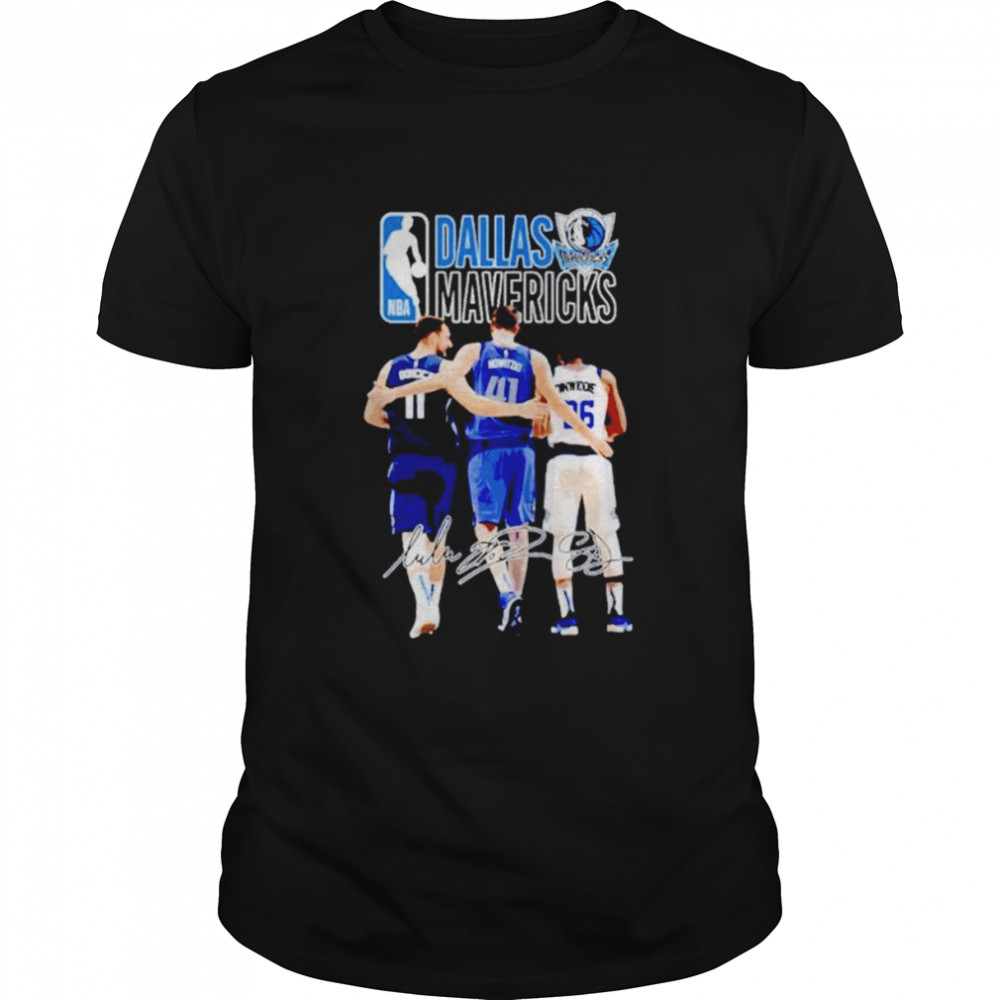 Dallas Mavericks Luka Dončić Dirk Nowitzki Spencer Dinwiddie signatures shirt Classic Men's T-shirt