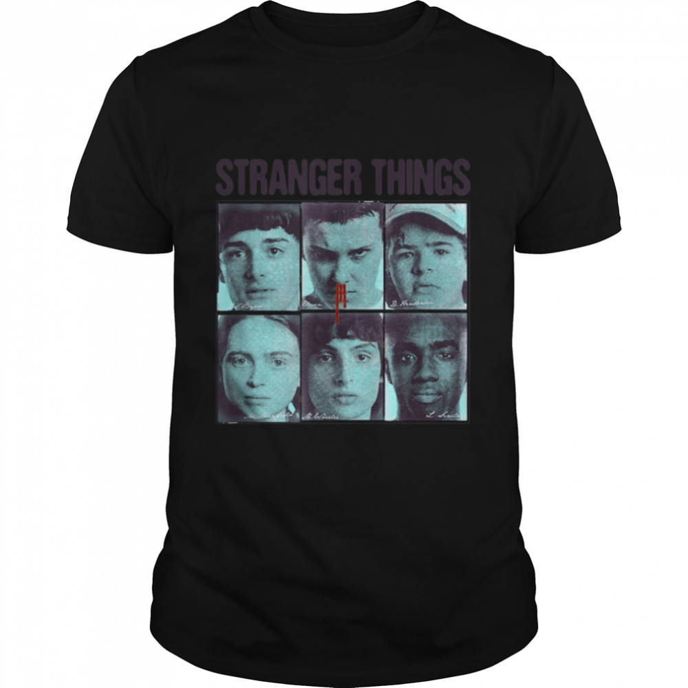 Stranger Things 4 Group Shot Blue Portraits T- B09Z768VZB Classic Men's T-shirt