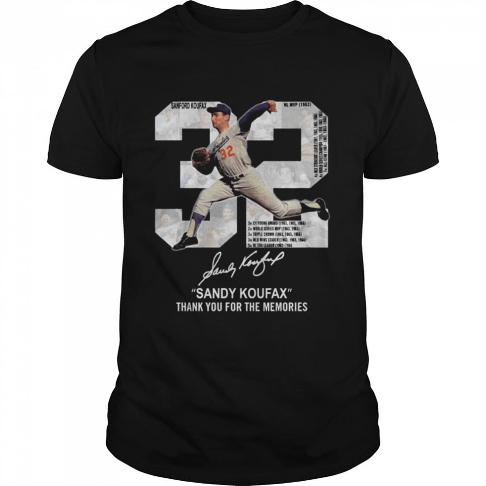 Sandy Koufax 32 Los Angeles Dodgers thank you for the memories signature shirt Classic Men's T-shirt