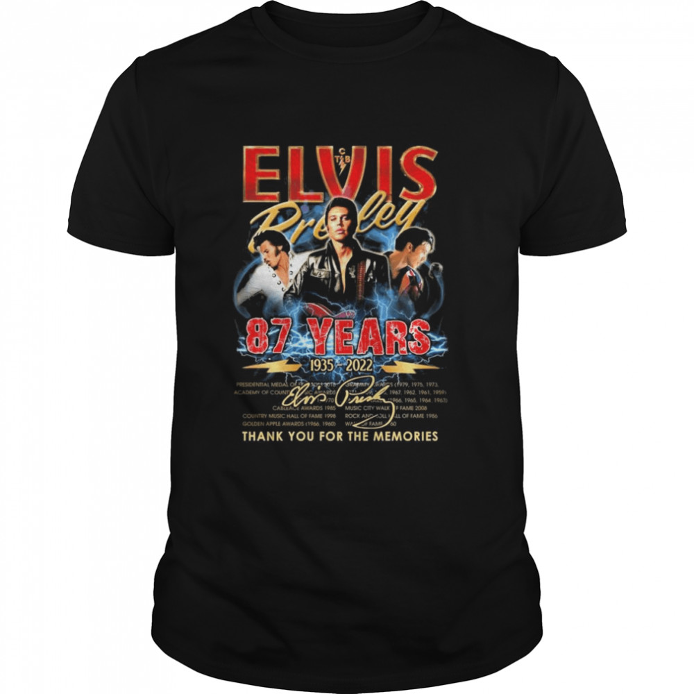 Thank You For The Memories Elvis Presley 87 Years 1935-2022 Signature  Classic Men's T-shirt