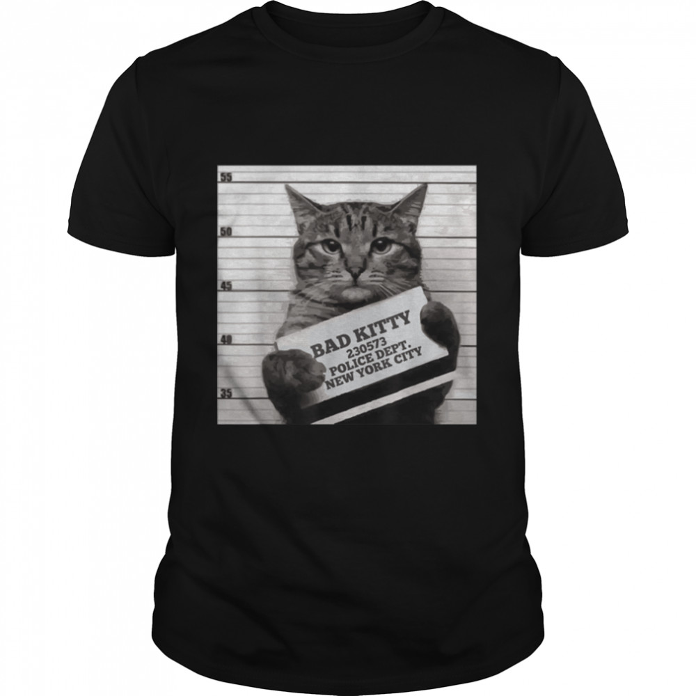 Cat Prison Jail Prisoner Bad Kitty Mugshot T- B07MP51KV8 Classic Men's T-shirt