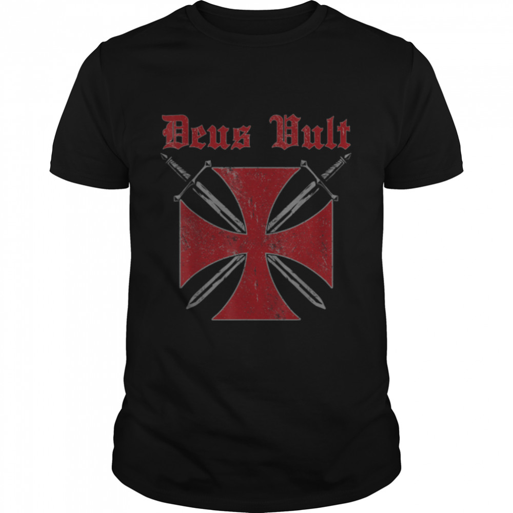 Deus Vult Templar Order Knights Templar Holy Cross Helmet T-Shirt B09KD8WXSB