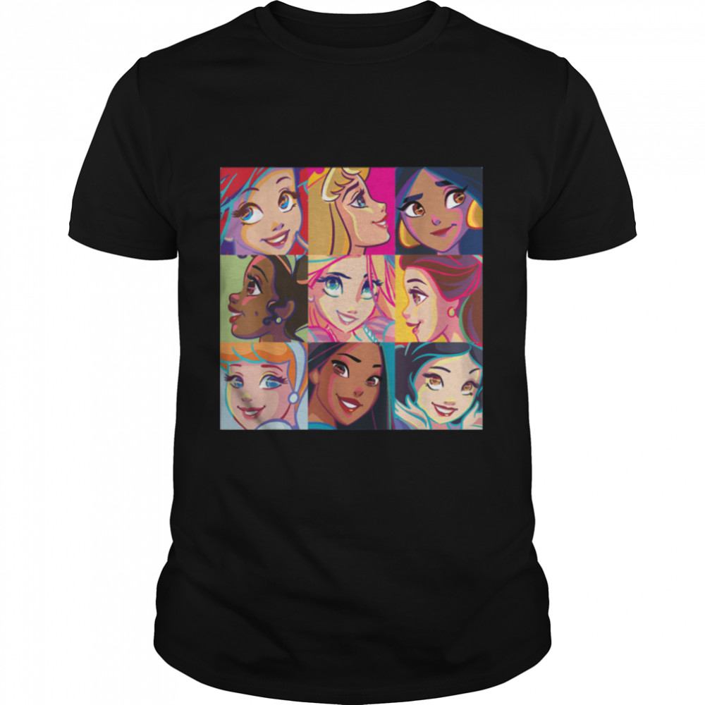 Disney Princess Characters Pop Art Grid T-Shirt B09QH6PHKD