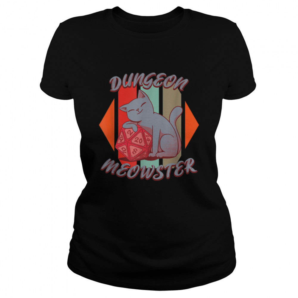 Dungeon Meowster board game dice cat T- B09K4N7JPL Classic Women's T-shirt