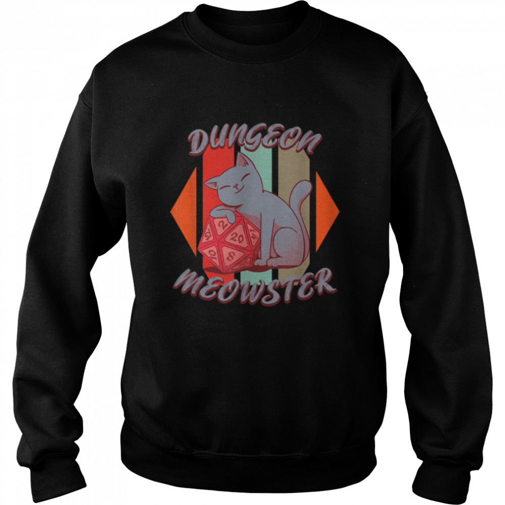 Dungeon Meowster board game dice cat T- B09K4N7JPL Unisex Sweatshirt