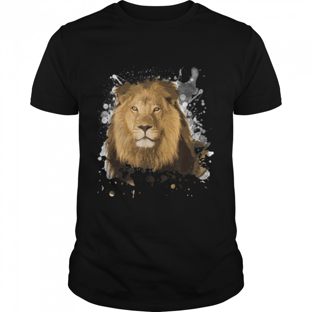 Lion Big Cat Wildlife Nature Watercolor Spirit Animal Lover T- B0B4W8K4ZP Classic Men's T-shirt