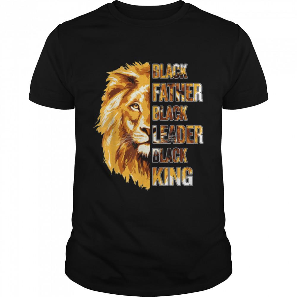 Mens Black Father King Fathers Day African American Lion Dad T-Shirt B09X6MW163