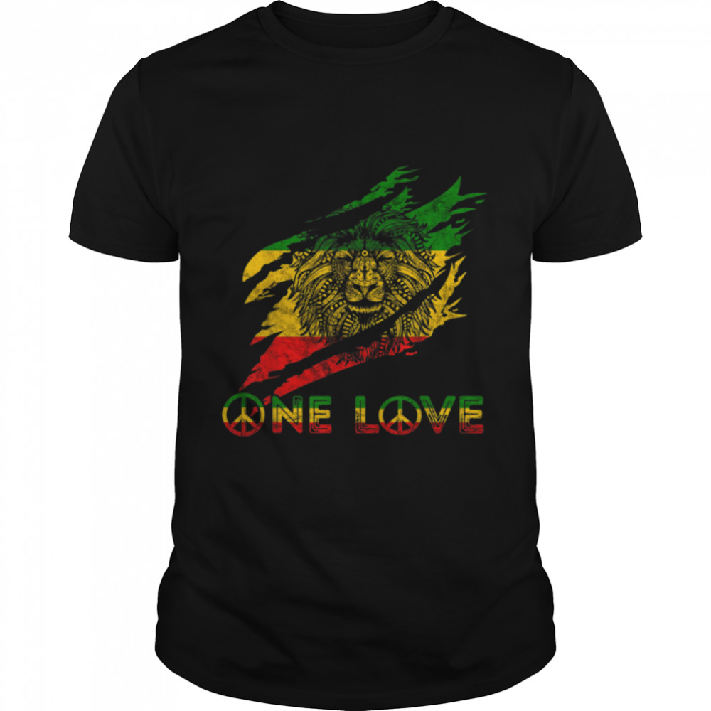 One Love Reggae Lion Of Judah Claw Rastafari Roots Lion T- B09KTDWN1D Classic Men's T-shirt