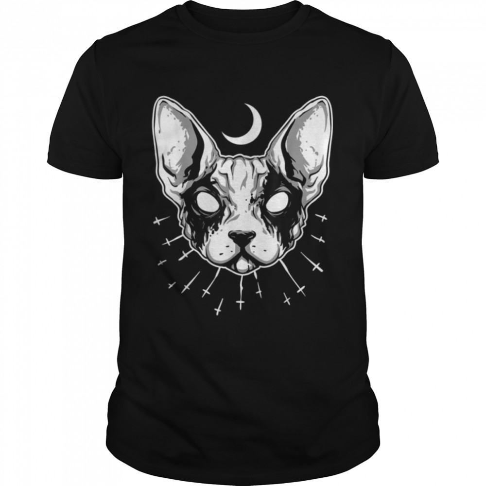 The Black Metal Hardcore Cat Tshirt Tee Shirt Moon B07M7K5BMT