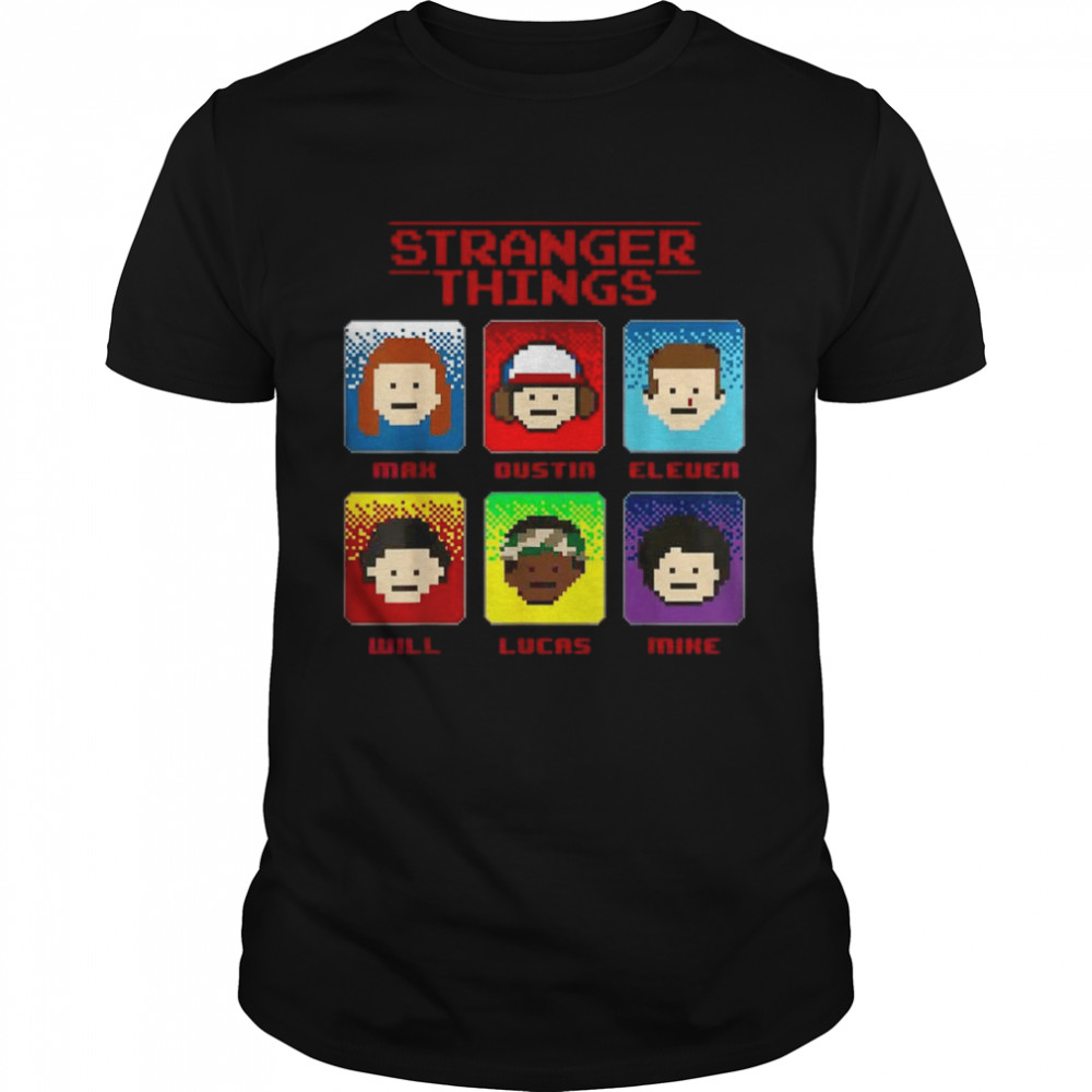 Netflix Stranger Things Group Shot 8-Bit Box Up s Classic Men's T-shirt