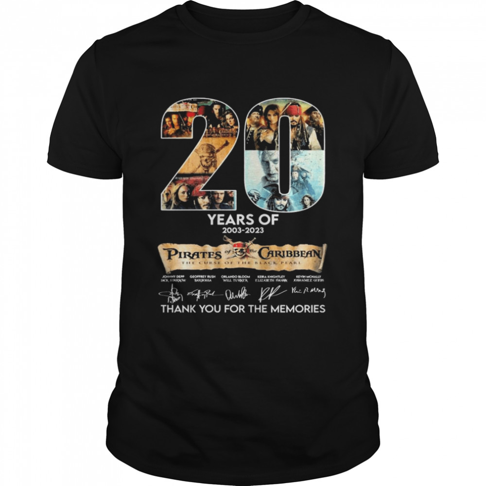 20 Years of Pirates Of the Caribbean 2003-2023 Signatures Thank You For The Memories Shirt