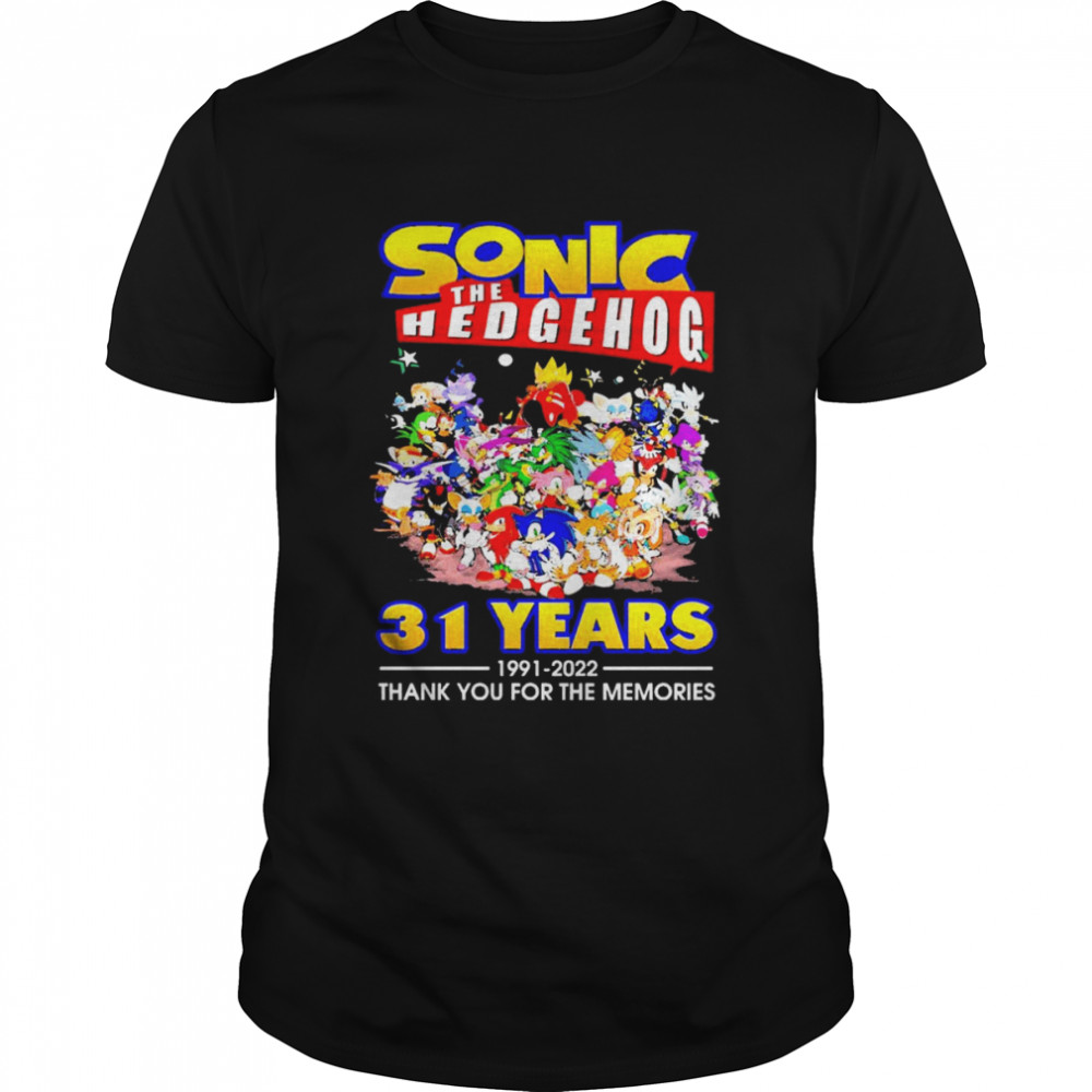 Sonic The Hedgehog 31 Years 1991-2022 Signatures Thank You For The Memories Shirt